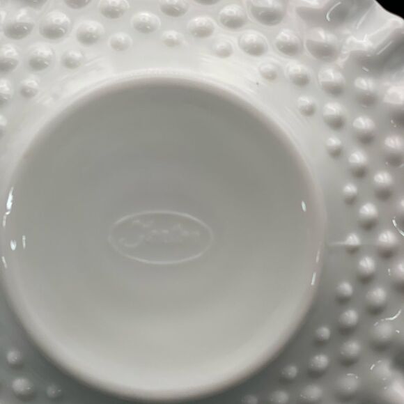 Fenton Hobnail Milk Glass Ruffled Edge Plate 7.5” Vintage - Picture 3 of 7